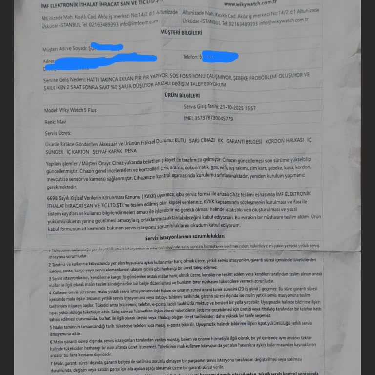 Aldığım Çocuk Saati 3 Aydır Arızalı, İade Talebim Karşılanmıyor