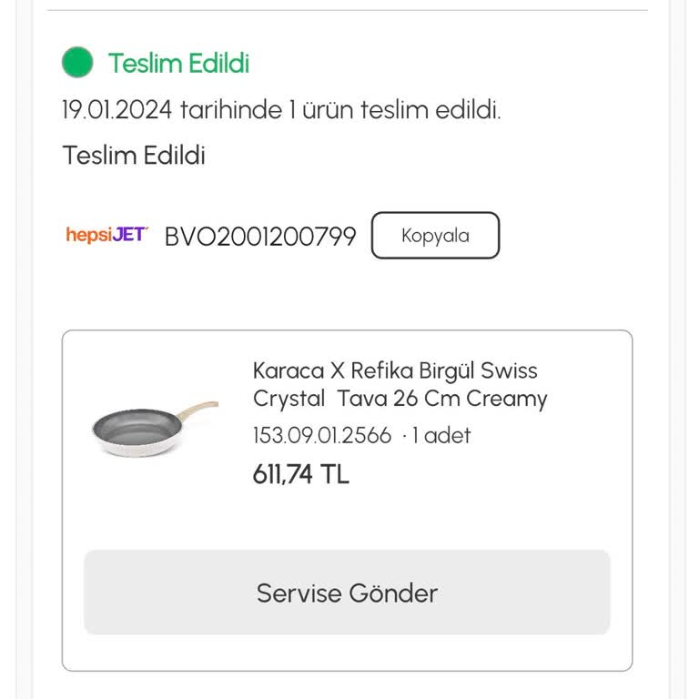 Karaca Tava Üzerindeki Yapışma Sorunu ve Değişim Talebi