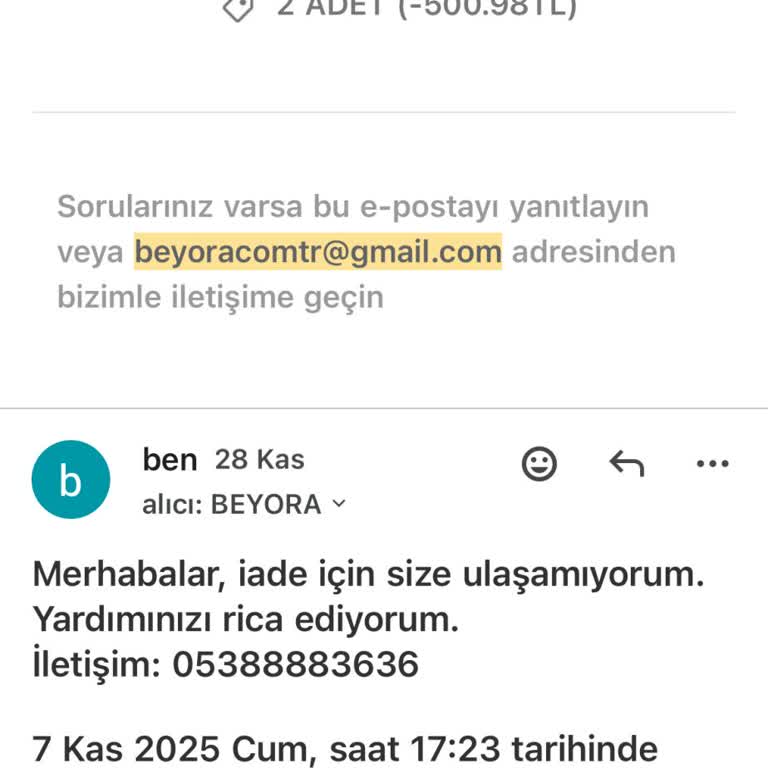 İade Talebime Dönüş Yapılmadı İletişimsizlik Mağduriyet Yaşattı
