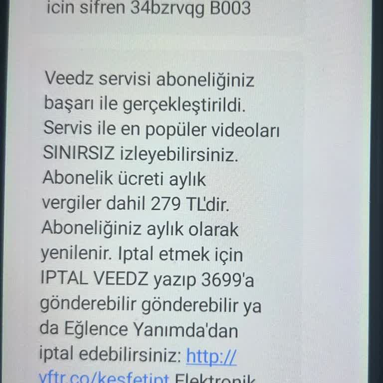 Yanlışlıkla Başlatılan Veedz Aboneliği İptal Edilemiyor, Destek Alınamıyor