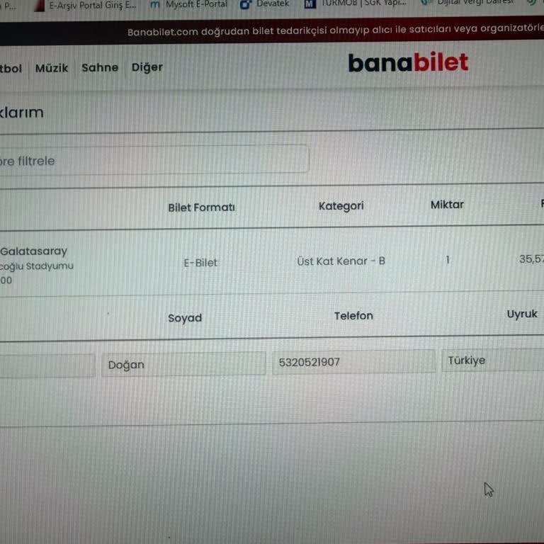 Banabilet.com Tüm Uyarılarıma Ve Yazışmalarıma Karşın Biletim Maç Kartıma Bir Türlü Aktarılmadı