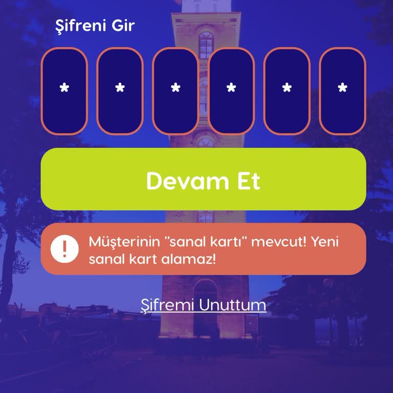Bursakart Uygulamasında Sanal Kart Uyarısı Nedeniyle Giriş Yapamıyorum