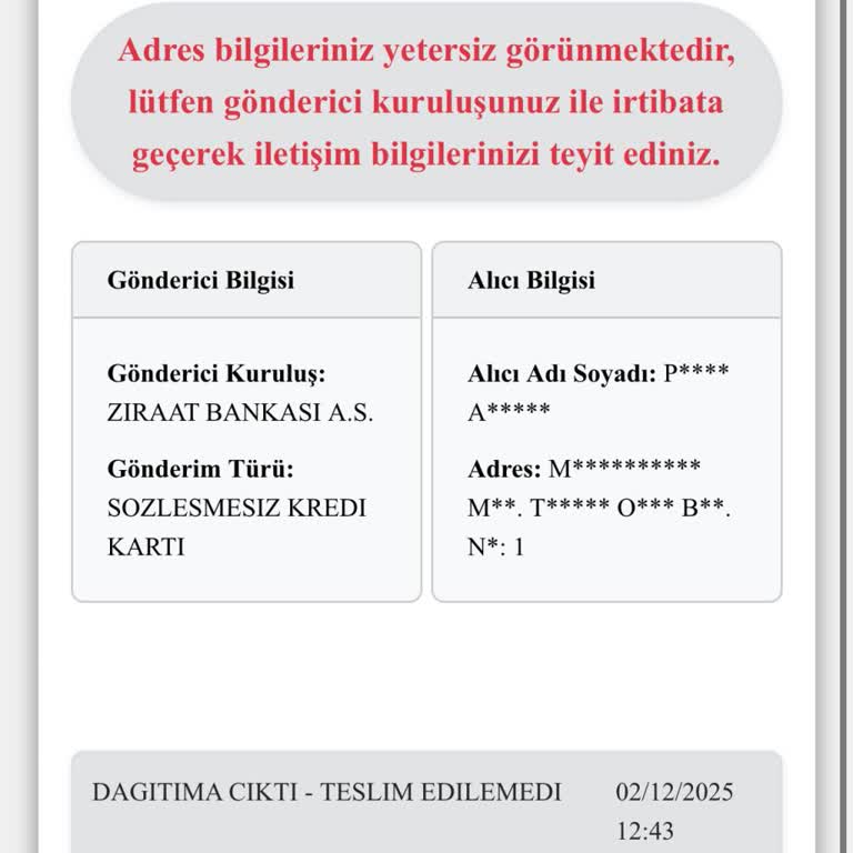 Ziraat Bankası Ve Kuryenet Yüzünden Kredi Kartıma Hâlâ Ulaşamıyorum