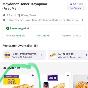 Getir Yemek'te Yanlışlıkla Verilen Siparişin İptal Edilmemesi Ve Eksik-Soğuk Ürün Teslimatı