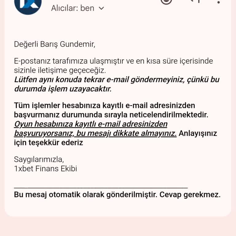 1xbet Yatırdığım 8000 TL Üç Gündür Oyun Hesabıma Geçmedi Mağduriyetim Giderilmiyor