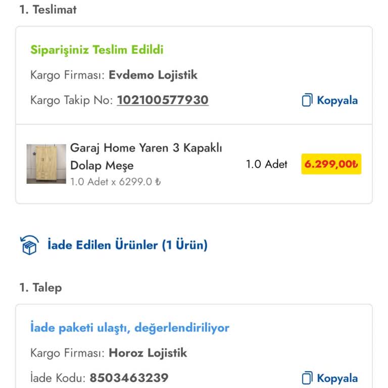 İade Edilen Gardırobun Ücreti Aylarca Geri Ödenmedi, Müşteri Hizmetleri Yanıt Vermiyor