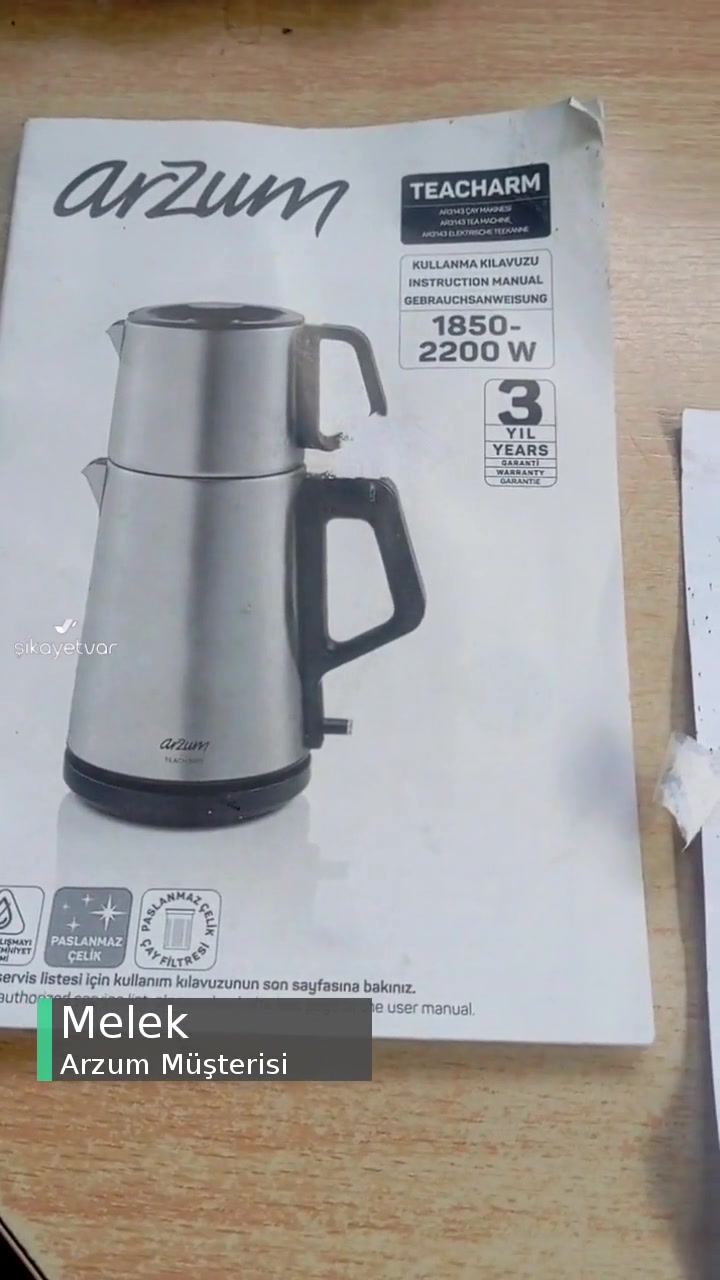 Arzum Çay Makinesi Üretim Hatası videonun kapak resmi
