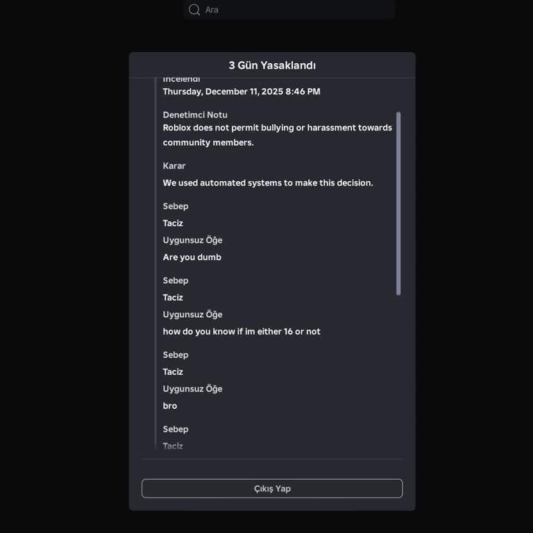 Roblox Haksız Banlar Yüzünden Oyun Keyfim Kalmadı