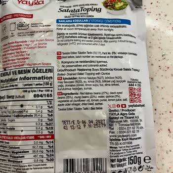Yayla Bakliyat Kinoalı Salata Topping'ten Taş Çıktı