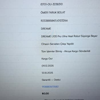 Media Markt'tan Alınan Dreame L10s Ultra Heat Robot Süpürgede Devam Eden Şarj Ve Kapanma Sorunu