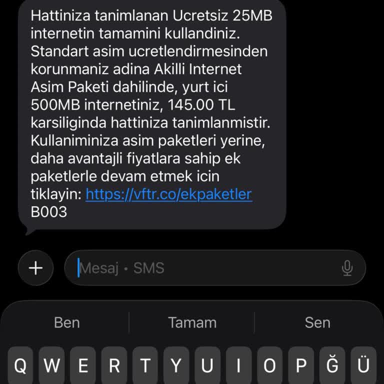Kullanmadığım İnternet İçin İzinsiz Aşım Paketi Ve Ücret Yansıtıldı