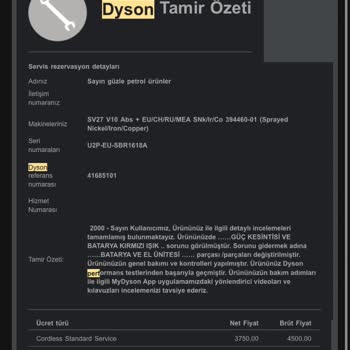 4.500 TL’lik Servis Ücretine Rağmen Dyson V10 Süpürgemde Aynı Arıza Ve Çözümsüzlük