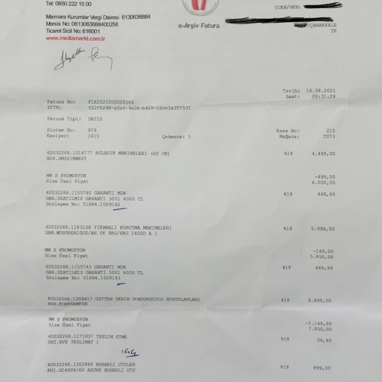 Media Markt'tan Aldığım Bosch Bulaşık Makinesi İçin Uzatılmış Garanti Kapsamında Servis Ve Destek Sorunu