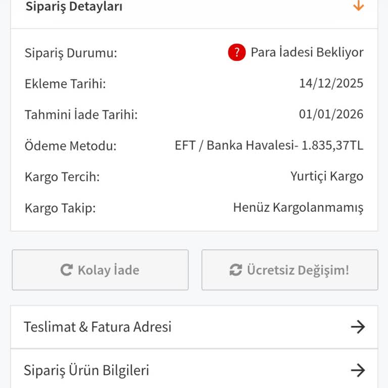 Sipariş Sonrası Ürün Gönderilmedi, İletişim Kurulamıyor Ve İade Yapılmıyor