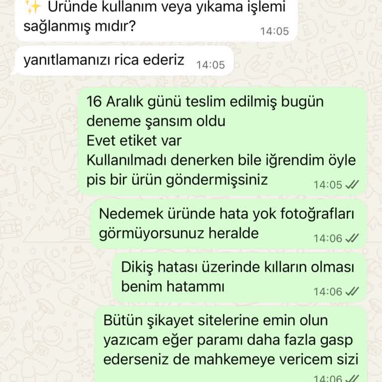 Hijyenik Olmayan Ürün, Uzun Teslimat Süresi Ve Saygısız Müşteri Hizmeti Nedeniyle Mağduriyet Yaşadım