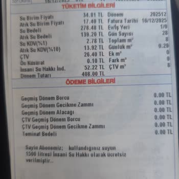 Su Faturalarında Mevzuata Aykırı Kalemlerin Tahsil Edilmesi