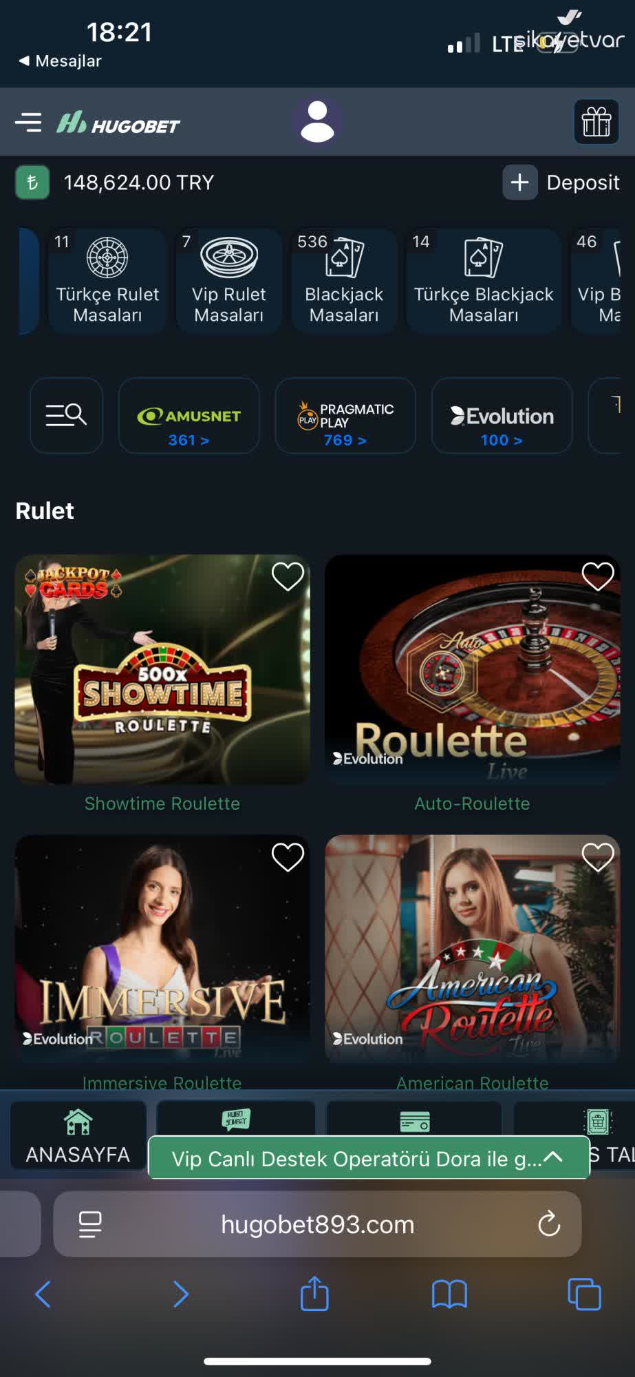 Interface Hugobet montrant un problème de compte