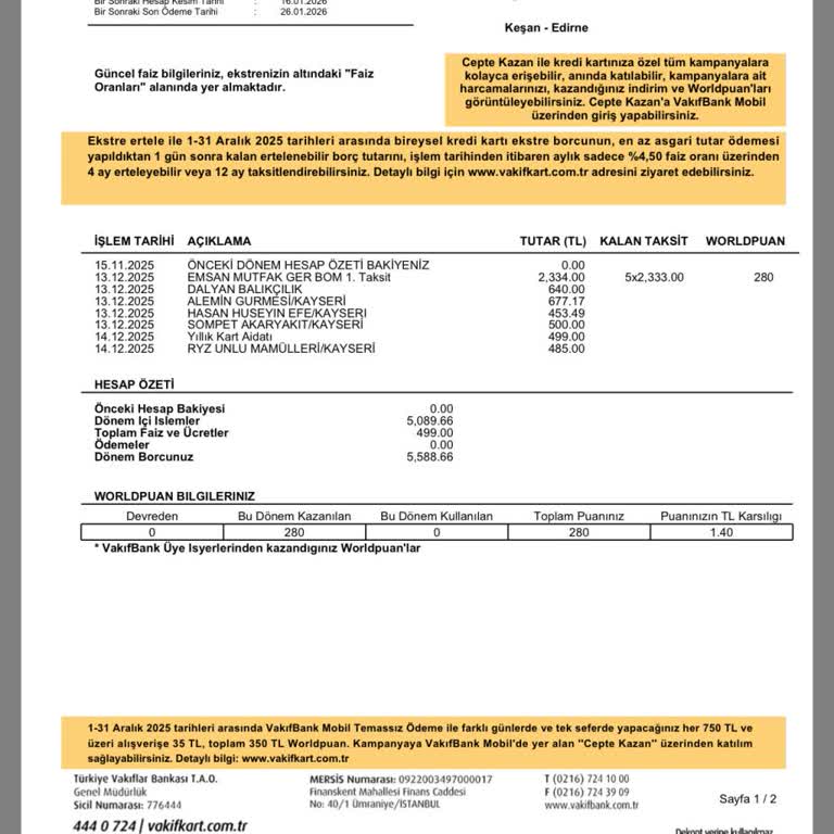 VakıfBank Kredi Kartıma Haksız 499 TL Aidat Kesintisi Ve İade Sorunu