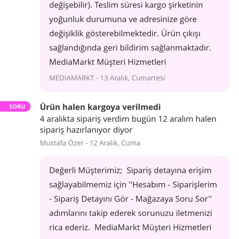 N11 Media Markt Siparişim Bir Haftadır Kargoya Verilmedi Mağaza Çözüm Sunmuyor