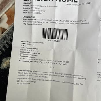 Kahve Makinesinde Sürekli Arıza Ve Yetersiz Servis Desteği Deneyimi