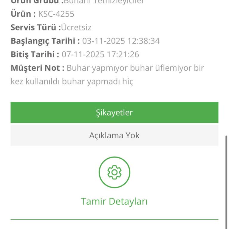 Tamir Sonrası Buharlı Temizleyicim Teslim Edilmiyor Mağdur Ediliyorum