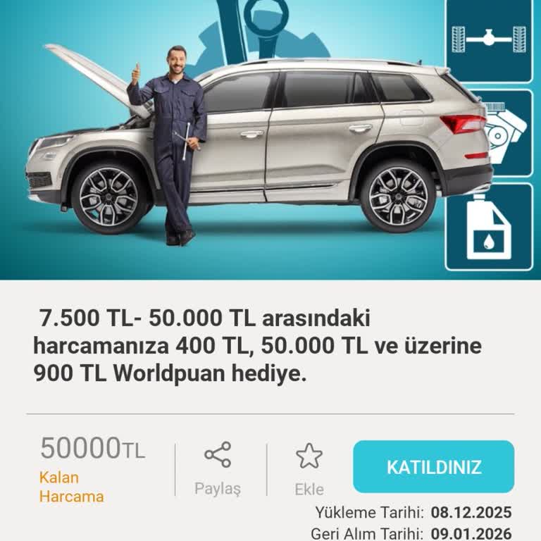 VakıfBank Araç Bakım Kampanyası Word Puanları Hala Yüklenmedi