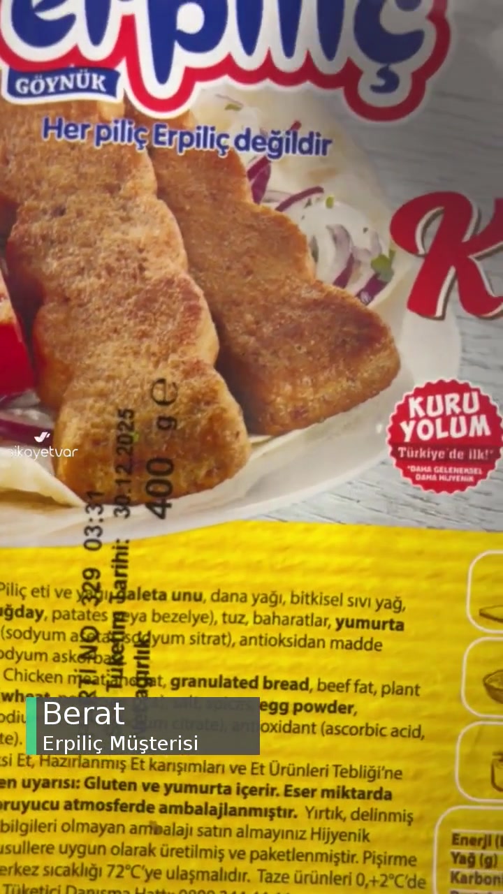 Erpiliç Kebap Ürününde Çıkan Isırılmış Parça! videonun kapak resmi