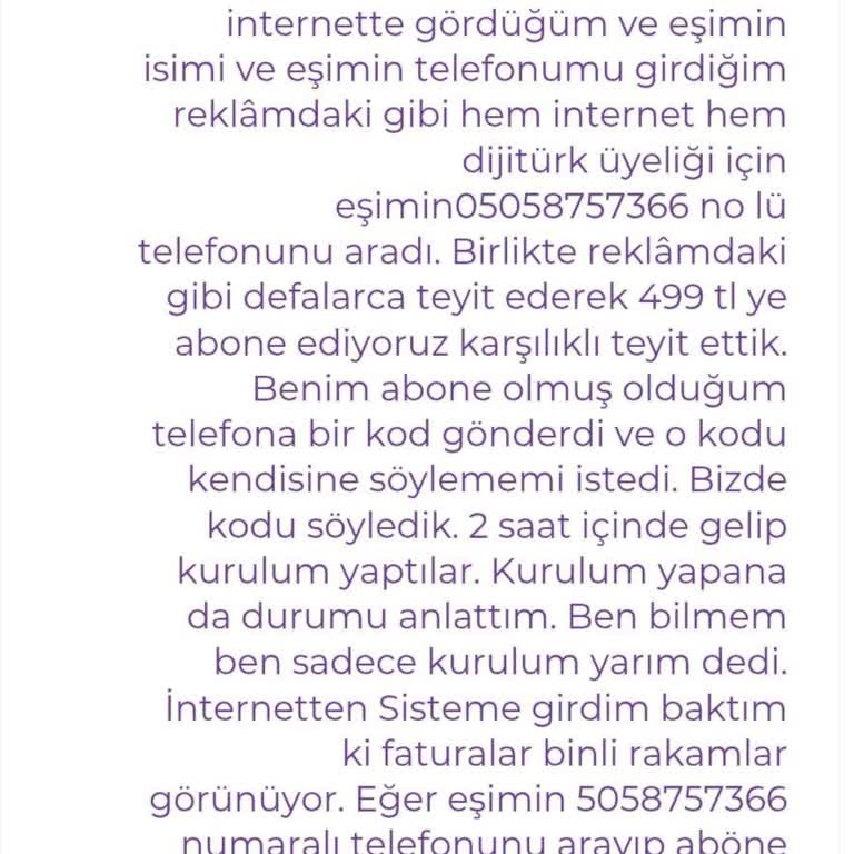 Digiturk Abonelikte Yanlış Faturalandırma Ve Haksız İptal Cezası