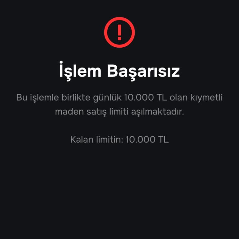 Papara Kıymetli Maden Satış Limitinden Dolayı Maddi Zarara Uğradım