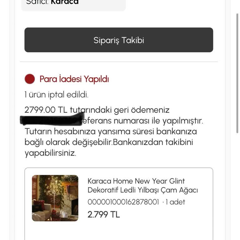 Karaca Züccaciye Hem Ürünümden Oldum Hem de Param Bir Süre Kullanılamaz Hale Geldi