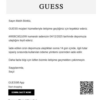Guess EU Sitesinden Yapılan İade Süresi Aşıldı, 5460 TL Hala Ödenmedi