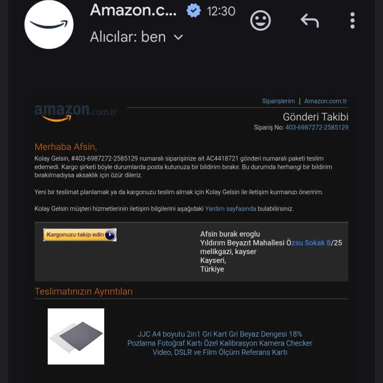 Amazon'dan Alınan Ürünün Teslim Edilmemesi Ve Müşteri Hizmetlerinin Yetersizliği Nedeniyle Mağduriyet