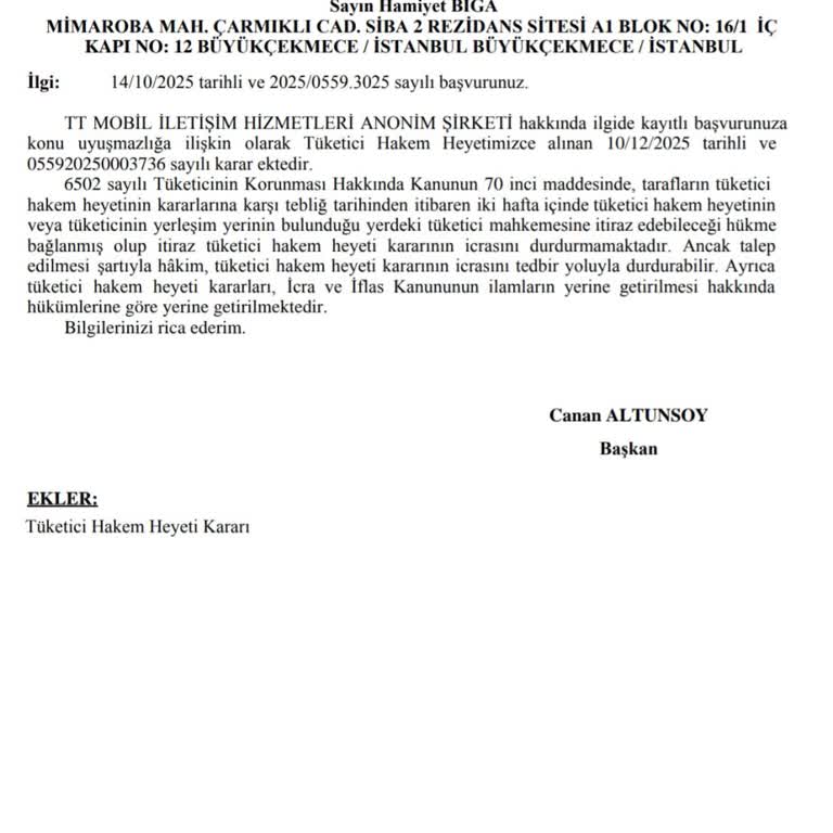 Tüketici Hakem Heyeti Kararına Rağmen Türk Telekom'dan İade Alınamıyor