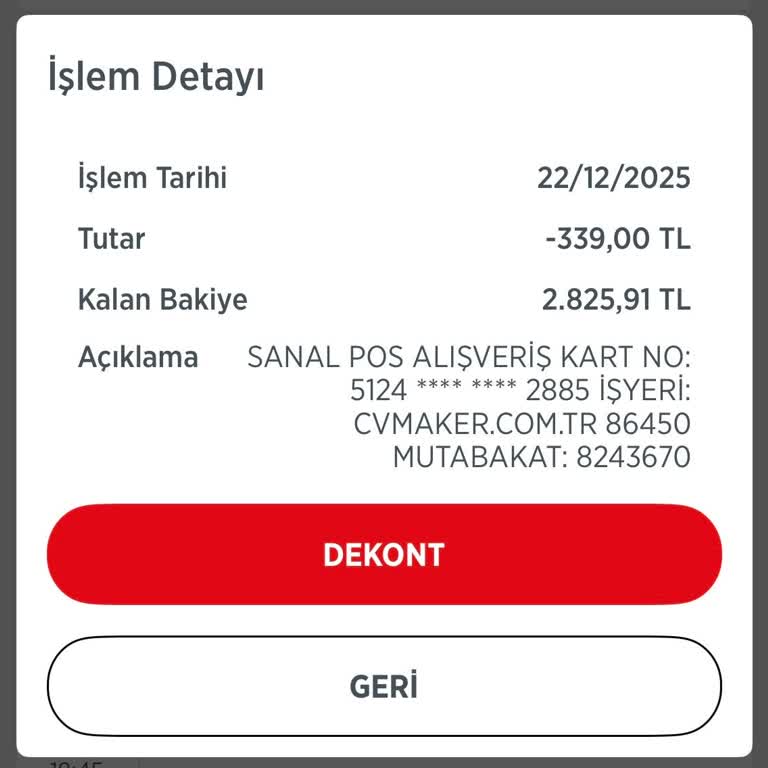 CV Maker Tarafından İzinsiz Para Çekimi Ve Ücret İadesi Sorunu