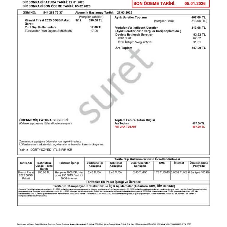 Göndermediğim SMS İçin Faturama Ek Ücret Yansıtıldı