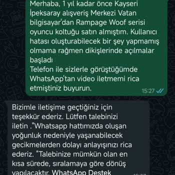Rampage Woof Oyun Koltuğunda Dikiş Açılması Ve Garanti Çözümü Talebi