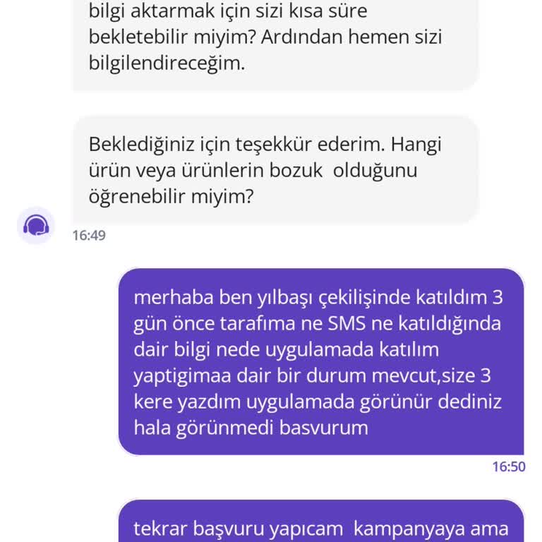 Getir Uygulamasında Çekiliş Katılımı Onayı Gelmemesi Ve Tekrarlayan Destek Sorunları