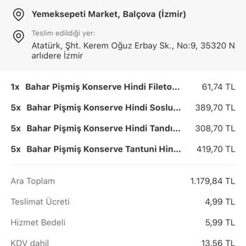 İzmir Balçova Market Siparişimdeki Ürünler Eksik Ve Müşteri Hizmetine Ulaşılamıyor