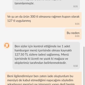 Trendyol GO’da Eksik Hamburger Ve Yetersiz Kupon İadesi