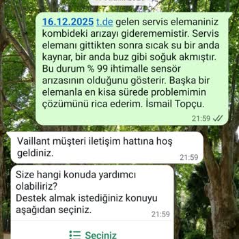 Vaillant Kombi Sensör Arızası Ve 10 Yıllık Bakım Sözleşmesindeki Gecikmeli Tamir Mağduriyeti