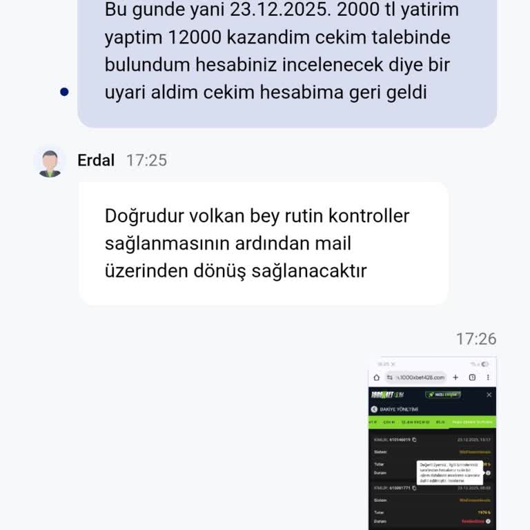 12.000 TL Kazancım Çekilemiyor Ve Müşteri Hizmetleri Yanıt Vermiyor