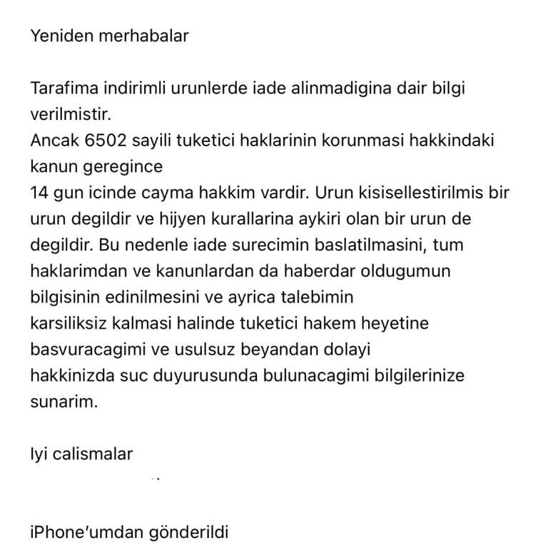 Manc Markasında İndirime Göre İade Reddi, Tüketici Hakları İhlali