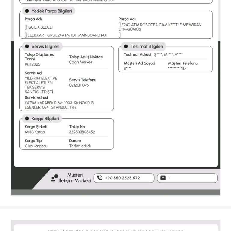 Tamir Edilen Çaycı Çalışmıyor Ve Müşteri Desteği Cevap Vermedi
