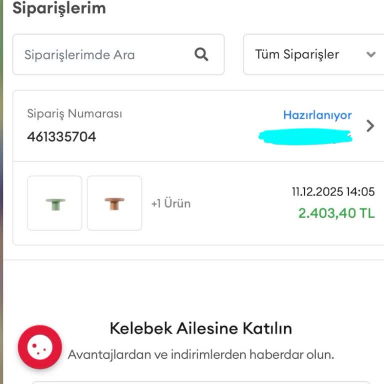 Kelebek Mobilya Siparişim 16 Gün Boyunca Hazırlanıyor, Kargo Gönderilmedi