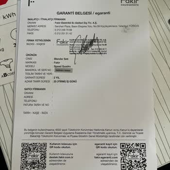 Garanti Süresinde Blender Parçası Arızası Ve Destek Reddedildi