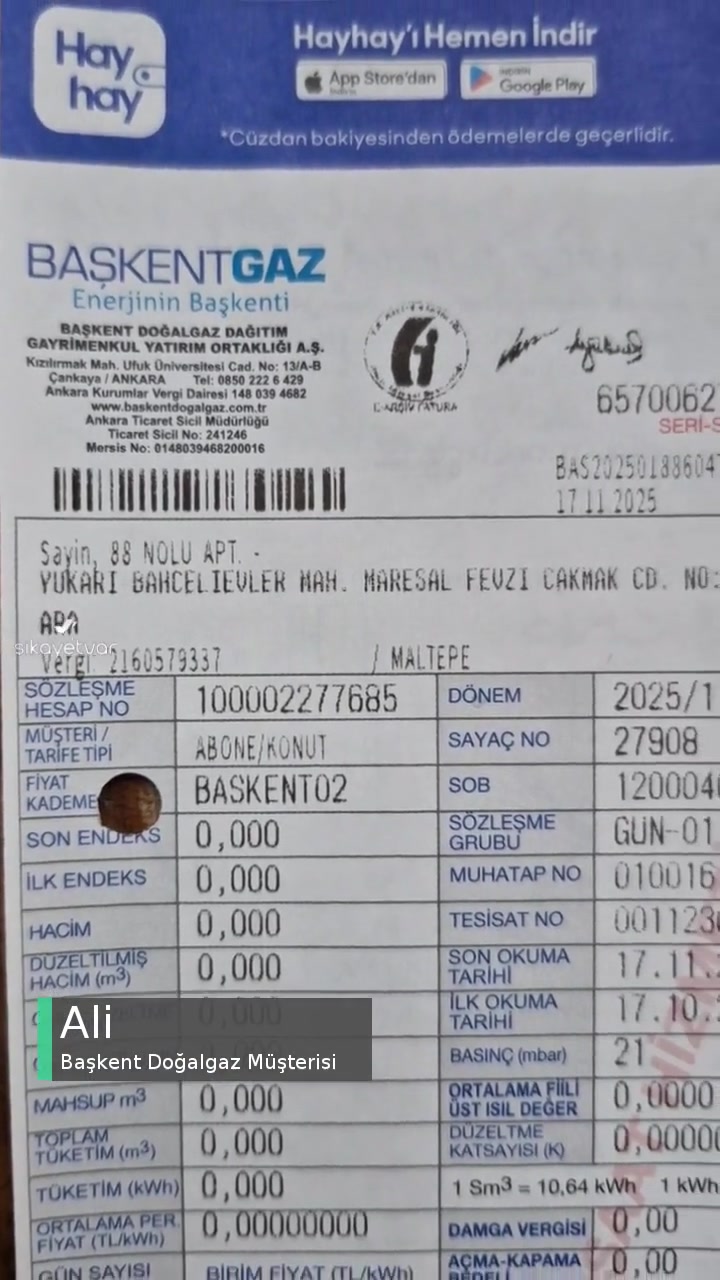 Başkent Doğalgaz Firmasının Haksız Ücret Alması videonun kapak resmi