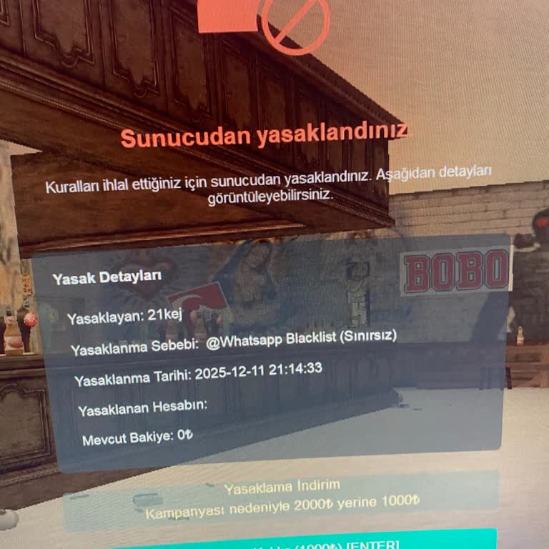 MTA Janti Roleplay Sunucusunda Ödeme Yapılamadığına Rağmen Haksız Kalıcı Ban