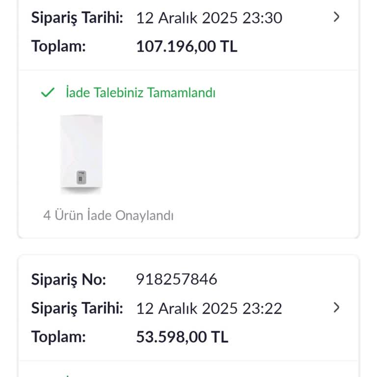 Pazarama 45 KW Kombi Siparişim Yanlış Ürünle Ve Açıklamasız İptal Edildi