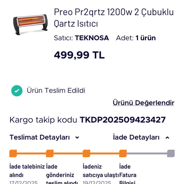 Kırık Isıtıcı Ve Uzayan İade Süreci