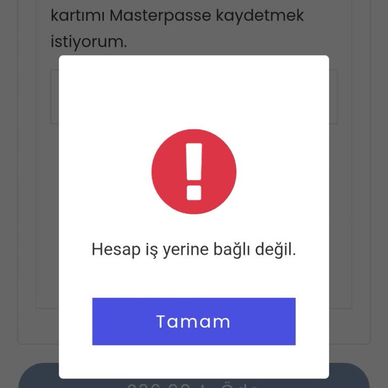 Masterpass Üzerinden Ödeme Yapılamıyor